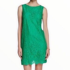Max Studio Emerald Green Lace Sleeveless Shift Dress Med